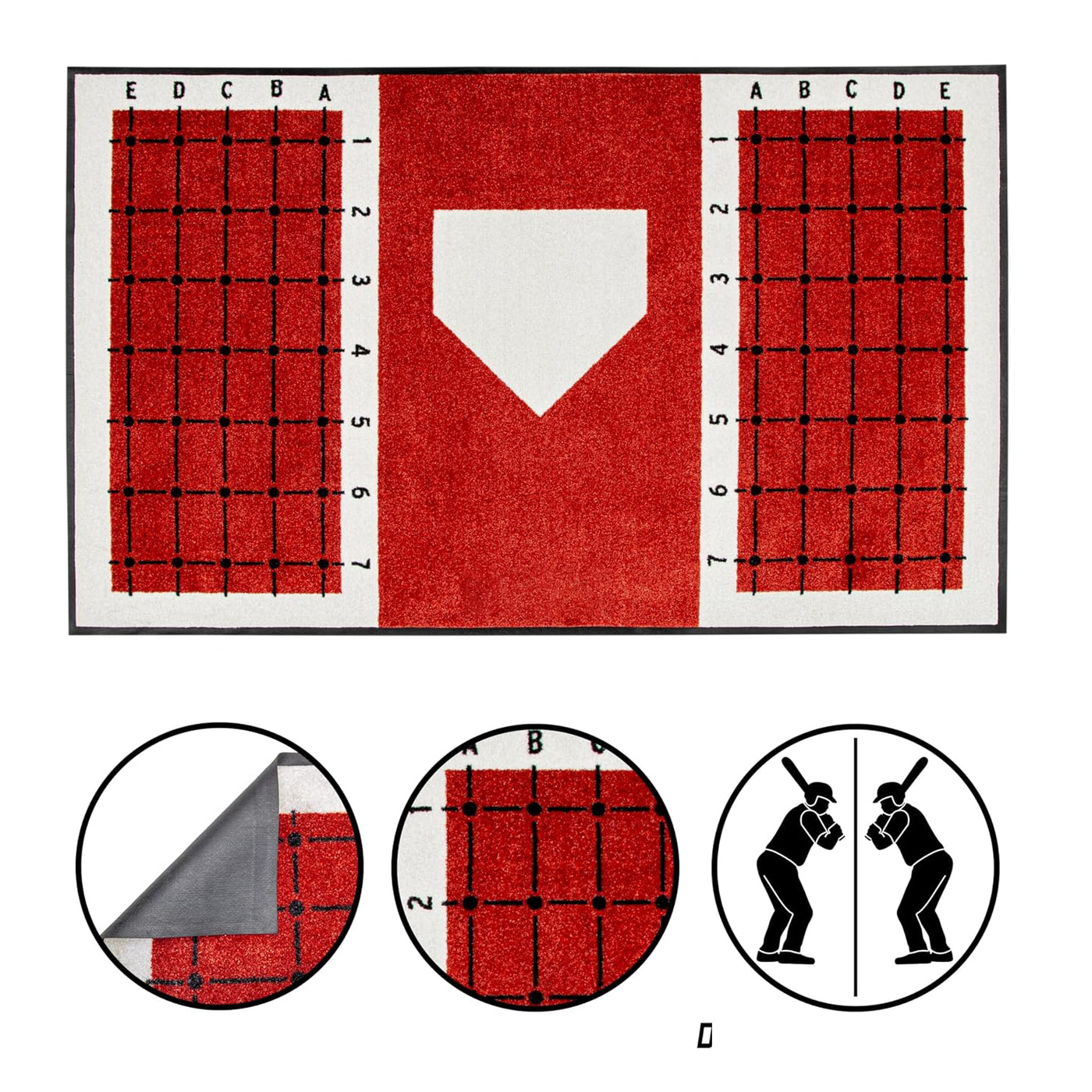 Durable Baseball & Softball Hitting Mat with Non-Slip Rubber Backing – Training Mat for Batting Practice & Swing Footwork