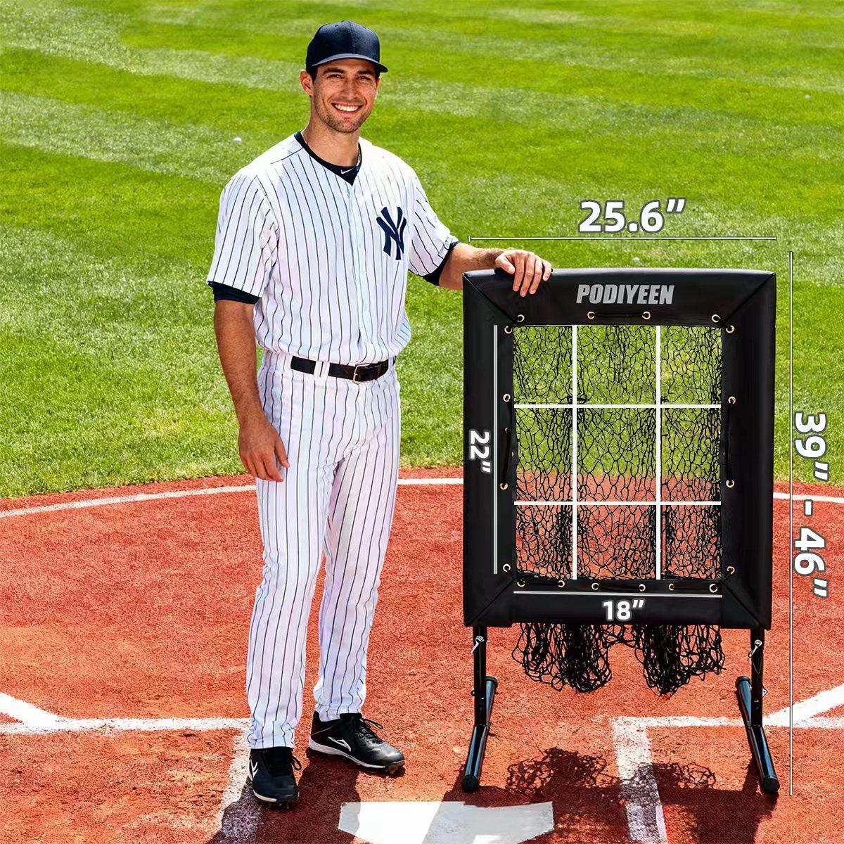 9 Hole Adjustable Pitching Net with Strike Zone Portable Baseball & Softball Pitching Target Pitcher Training Equipment