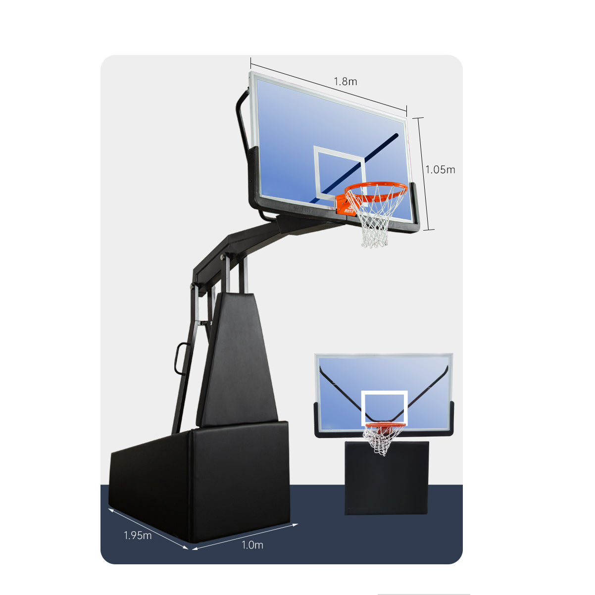 Pro-Style Basketball Hoop – Portable Design with Wheels, Slam Dunk Ready Backboard