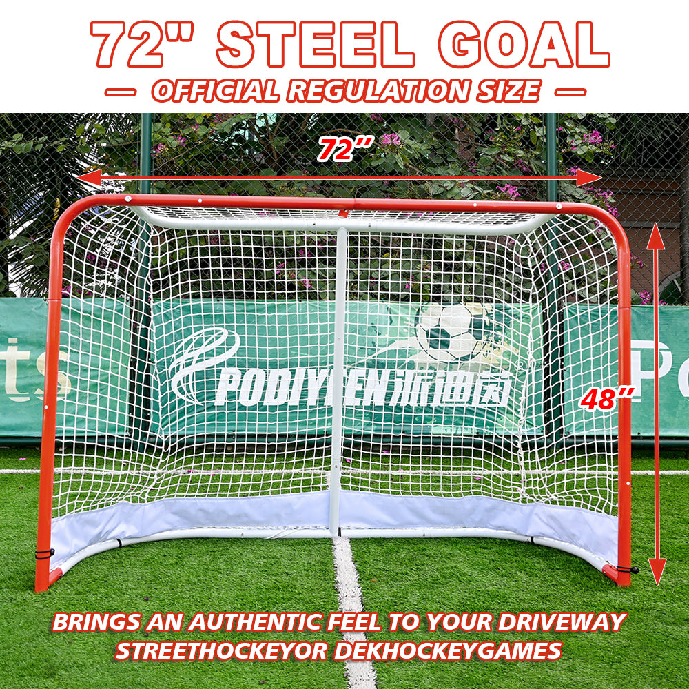 Hockey Training Goal Set with Backstop and Targets Portable Indoor & Outdoor Steel Hockey Net