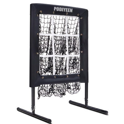 9 Hole Adjustable Pitching Net with Strike Zone Portable Baseball & Softball Pitching Target Pitcher Training Equipment