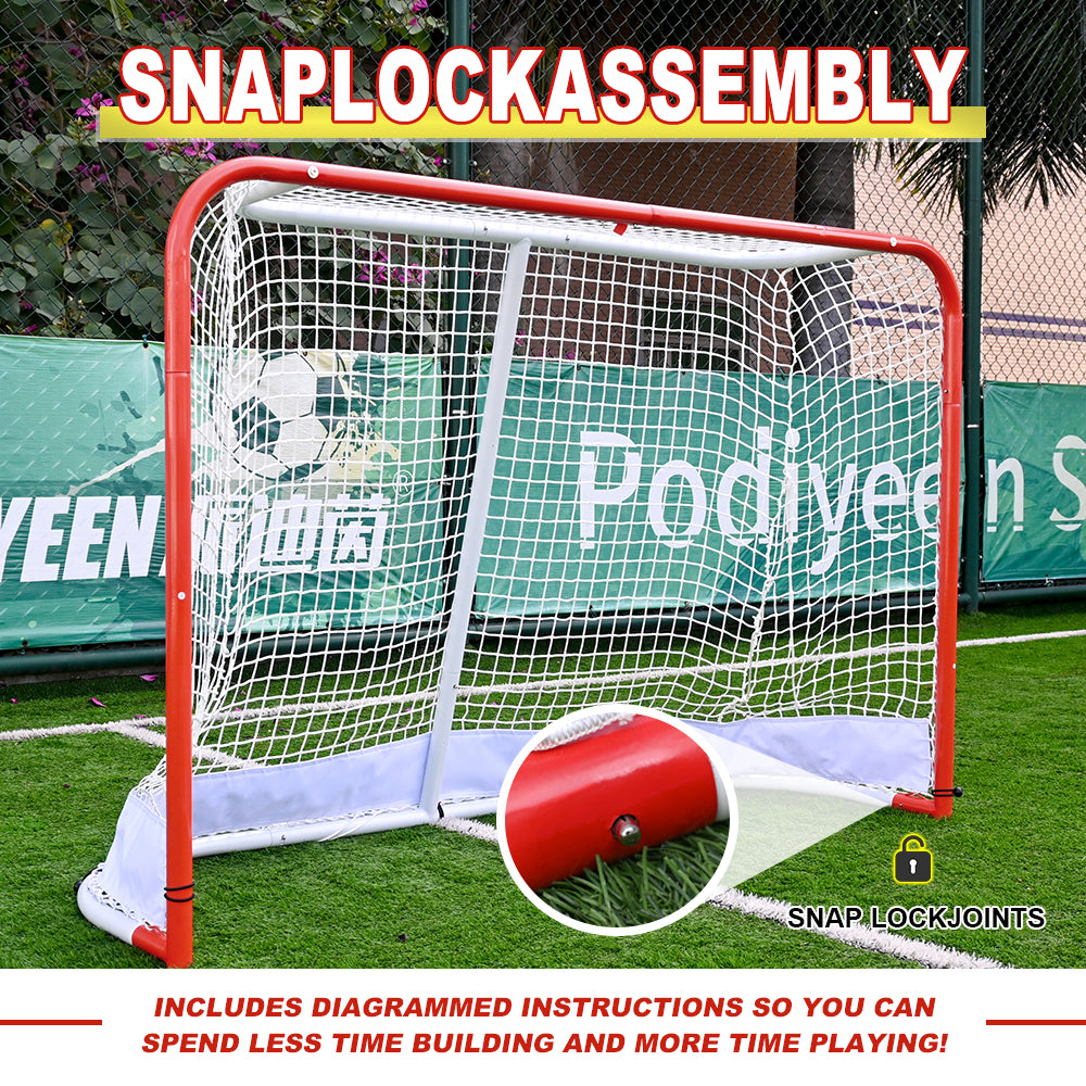 Hockey Training Goal Set with Backstop and Targets Portable Indoor & Outdoor Steel Hockey Net