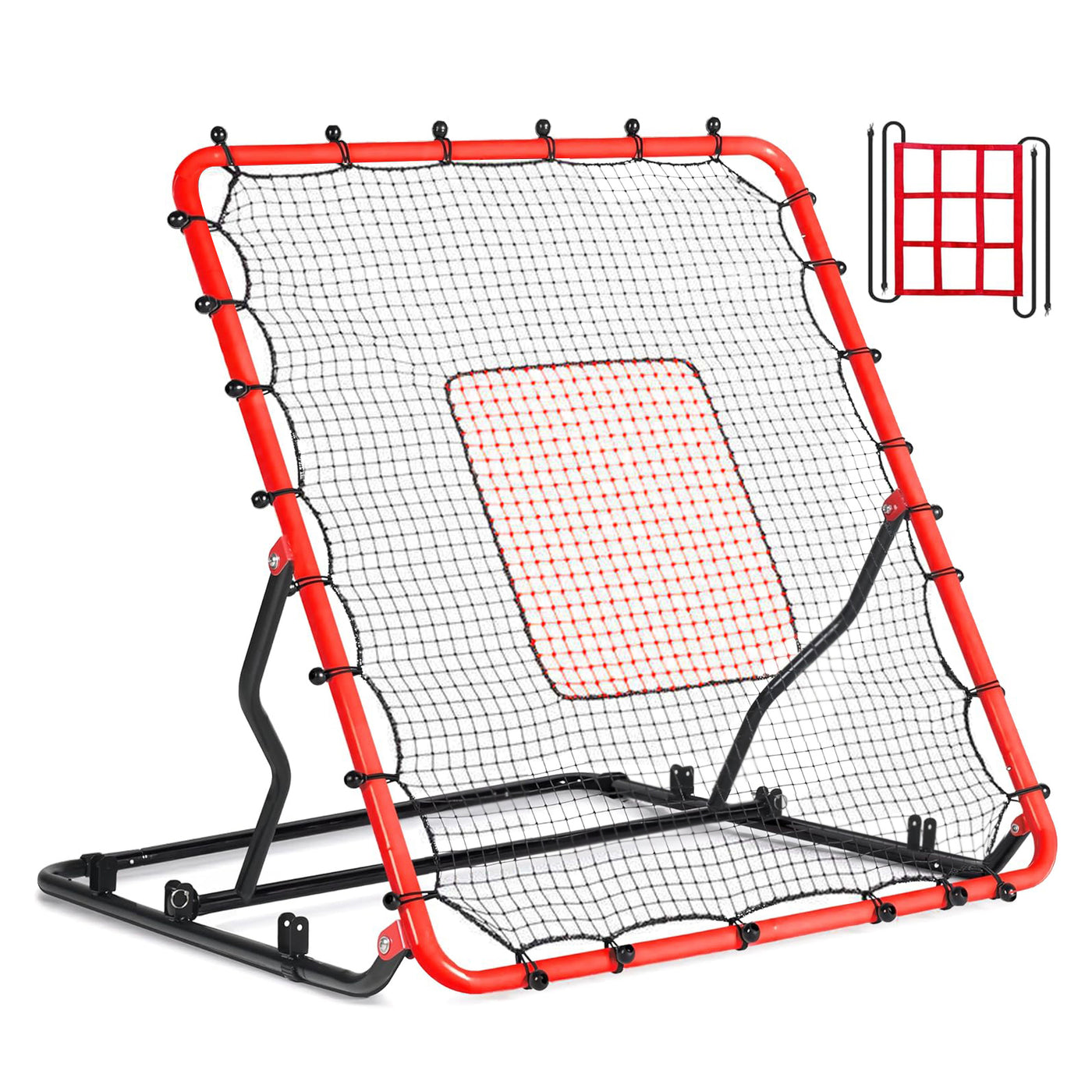 Adjustable Baseball & Softball Rebounder Net 3 Angles Pitchback Trainer with Dual Strike Zones, UV Resistant, 4 x 4.5 ft