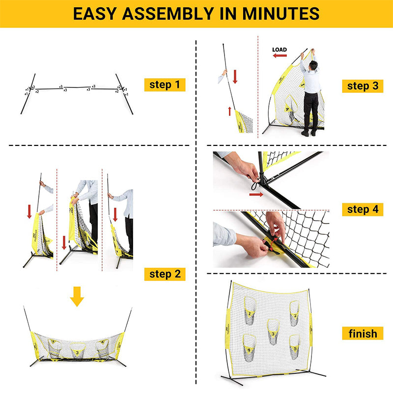 8x8ft Football Trainer Throwing Net Improve QB Accuracy with 5 Target Pockets