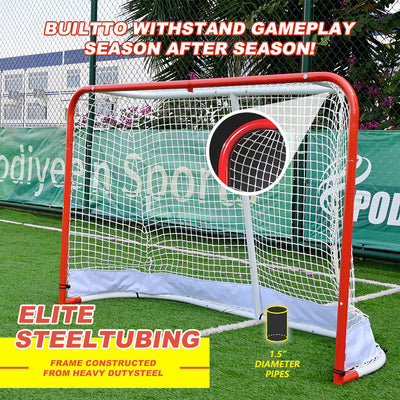 Hockey Training Goal Set with Backstop and Targets Portable Indoor & Outdoor Steel Hockey Net