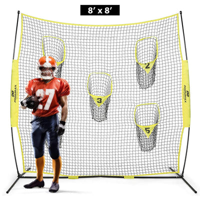 8x8ft Football Trainer Throwing Net Improve QB Accuracy with 5 Target Pockets