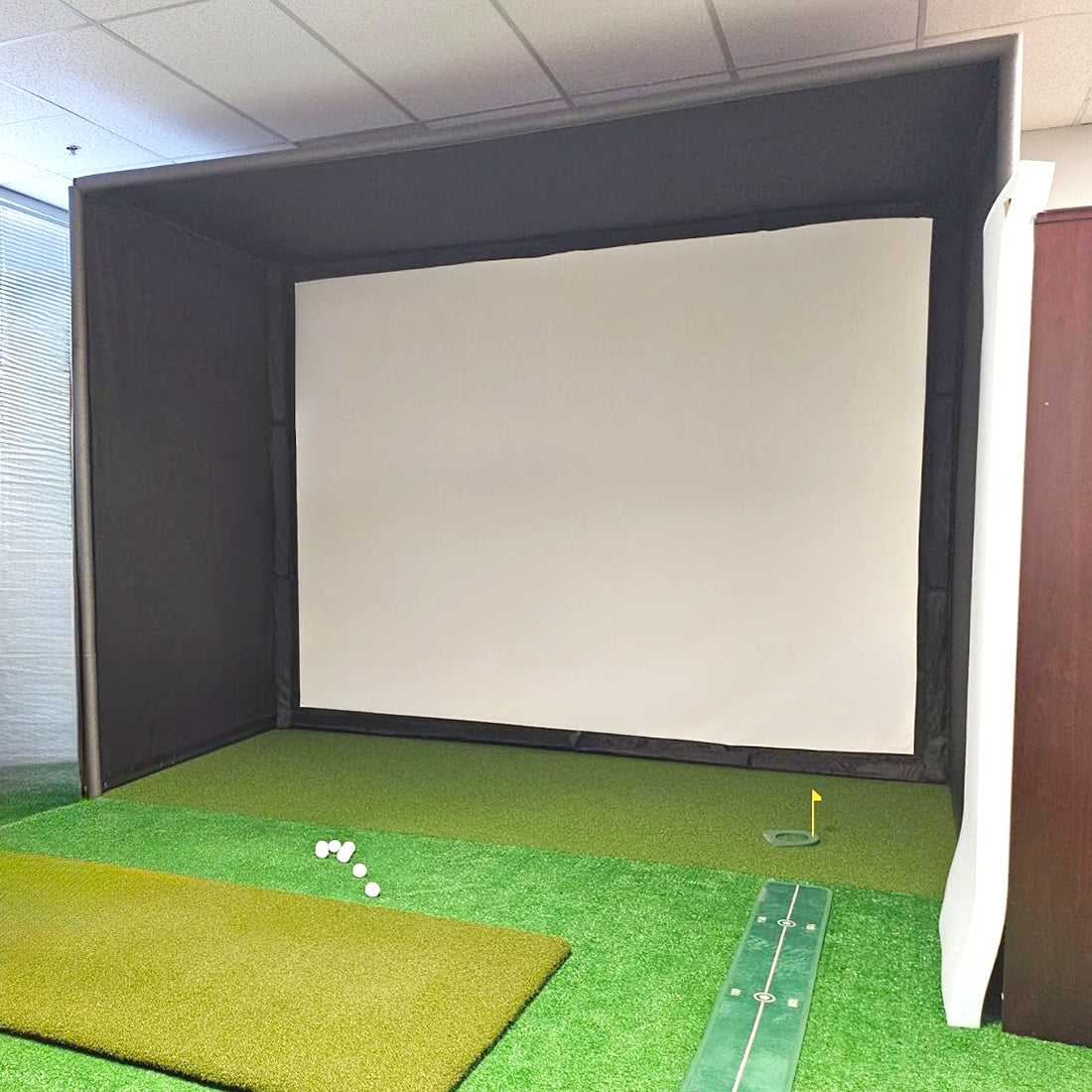 Golf Simulator Cage with Net & Frame | Complete Golf Practice Enclosure for Home, Garage or Range