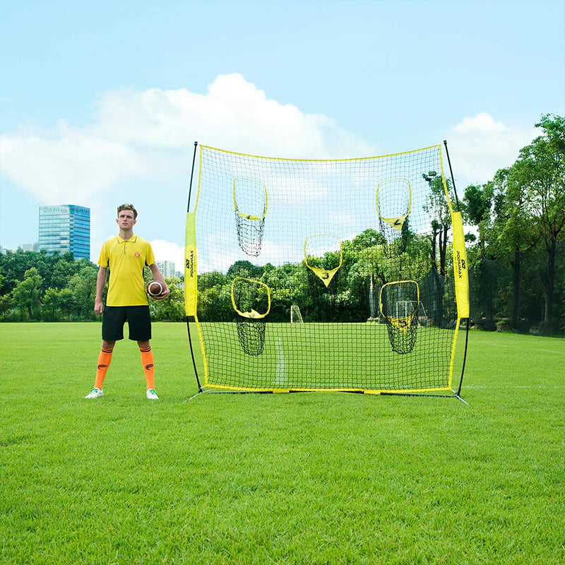 8x8ft Football Trainer Throwing Net Improve QB Accuracy with 5 Target Pockets