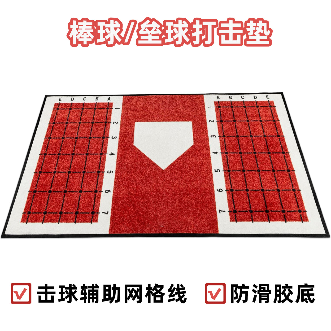 Durable Baseball & Softball Hitting Mat with Non-Slip Rubber Backing – Training Mat for Batting Practice & Swing Footwork