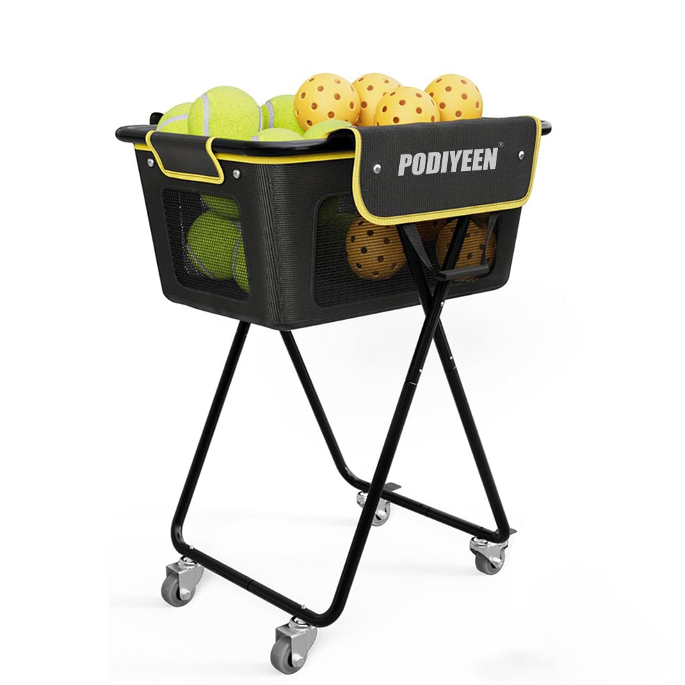 Portable Tennis & Pickleball Ball Hopper with Wheels Large Capacity Sports Ball Cart