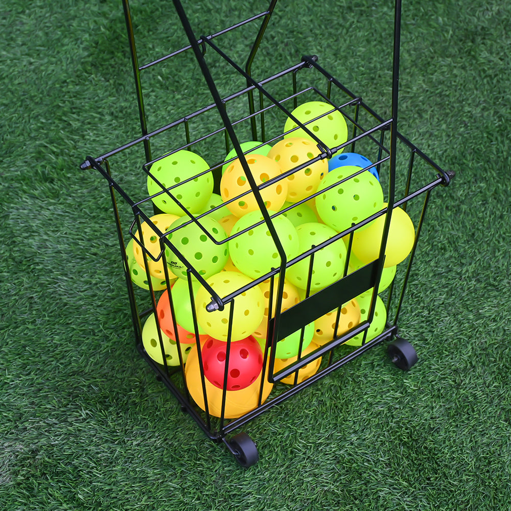 Portable Pickleball and Tennis Ball Collector With Wheels Ball Capacity Basket for Easy Gathering Storage and Training