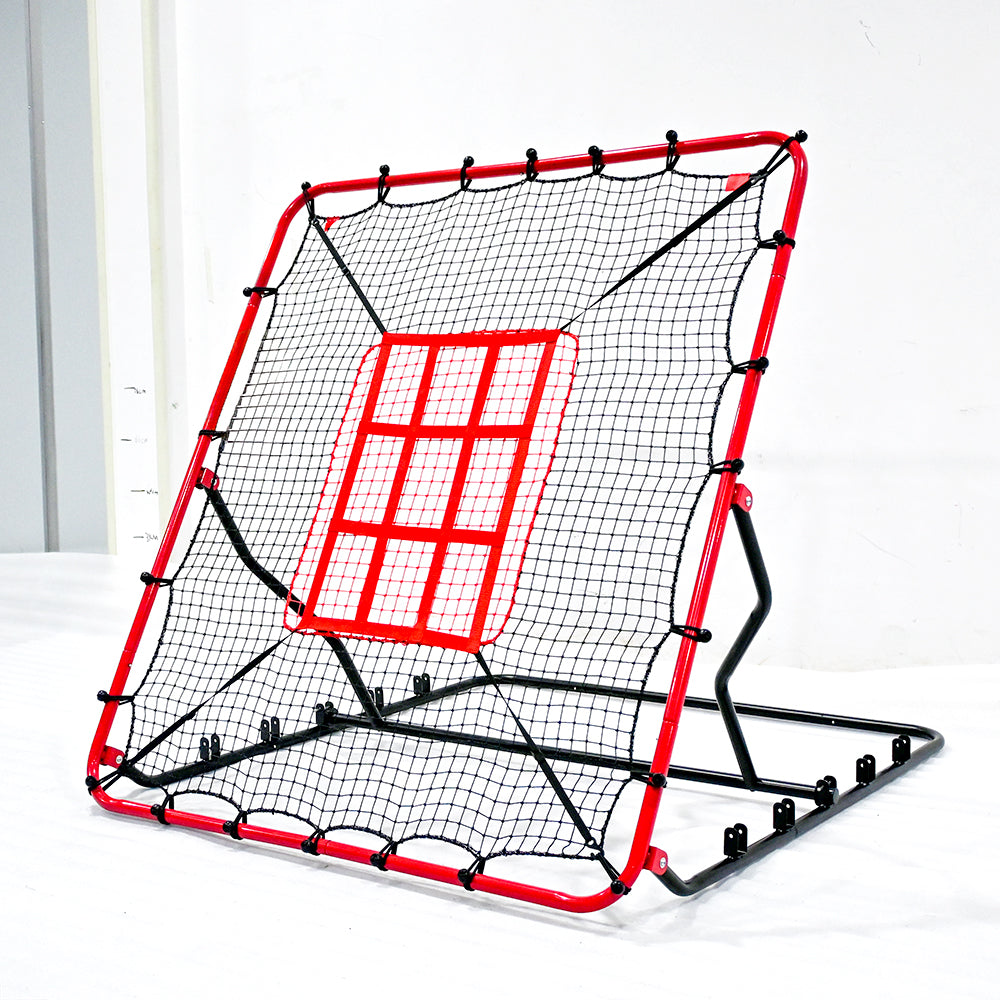 Adjustable Baseball & Softball Rebounder Net 3 Angles Pitchback Trainer with Dual Strike Zones, UV Resistant, 4 x 4.5 ft