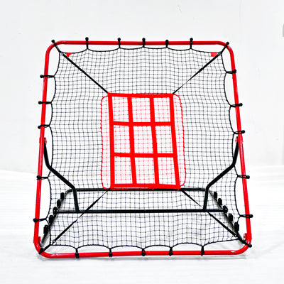 Adjustable Baseball & Softball Rebounder Net 3 Angles Pitchback Trainer with Dual Strike Zones, UV Resistant, 4 x 4.5 ft