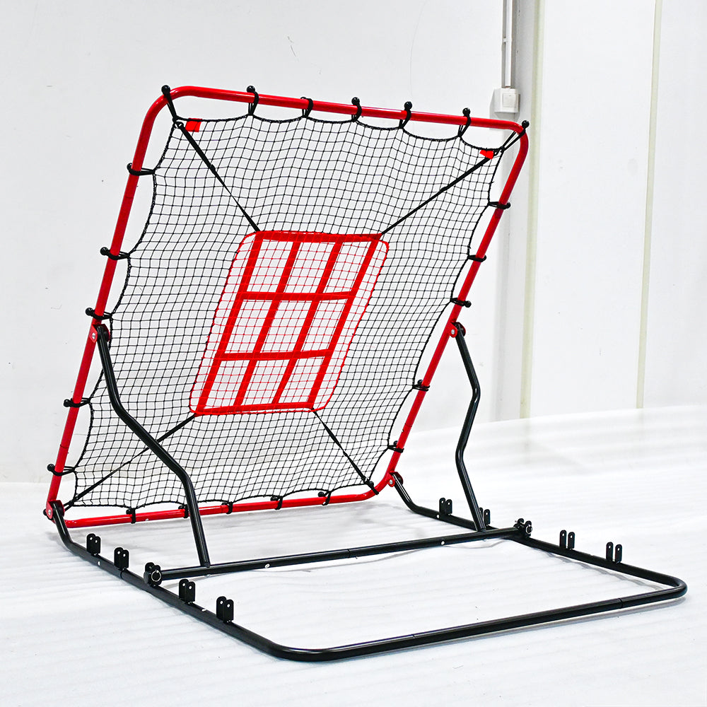 Adjustable Baseball & Softball Rebounder Net 3 Angles Pitchback Trainer with Dual Strike Zones, UV Resistant, 4 x 4.5 ft