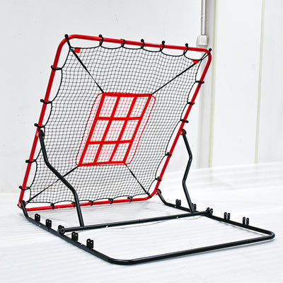 Adjustable Baseball & Softball Rebounder Net 3 Angles Pitchback Trainer with Dual Strike Zones, UV Resistant, 4 x 4.5 ft