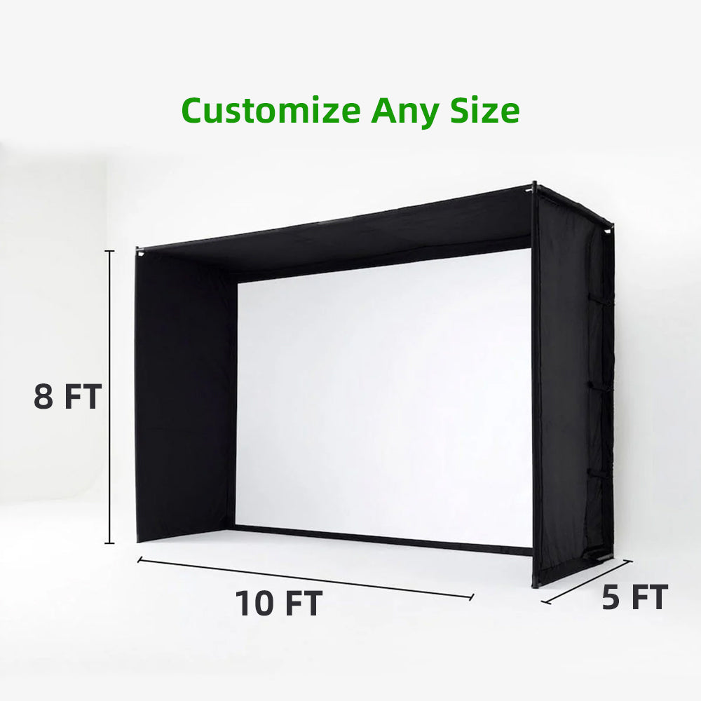 Golf Simulator Enclosure Net with Frame Complete Indoor Practice Cage Available in 10x8 ft or 12x8.6 ft