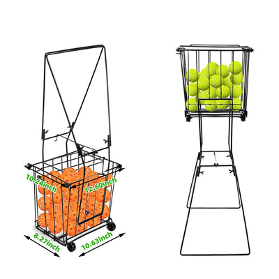 Portable Pickleball and Tennis Ball Collector With Wheels Ball Capacity Basket for Easy Gathering Storage and Training